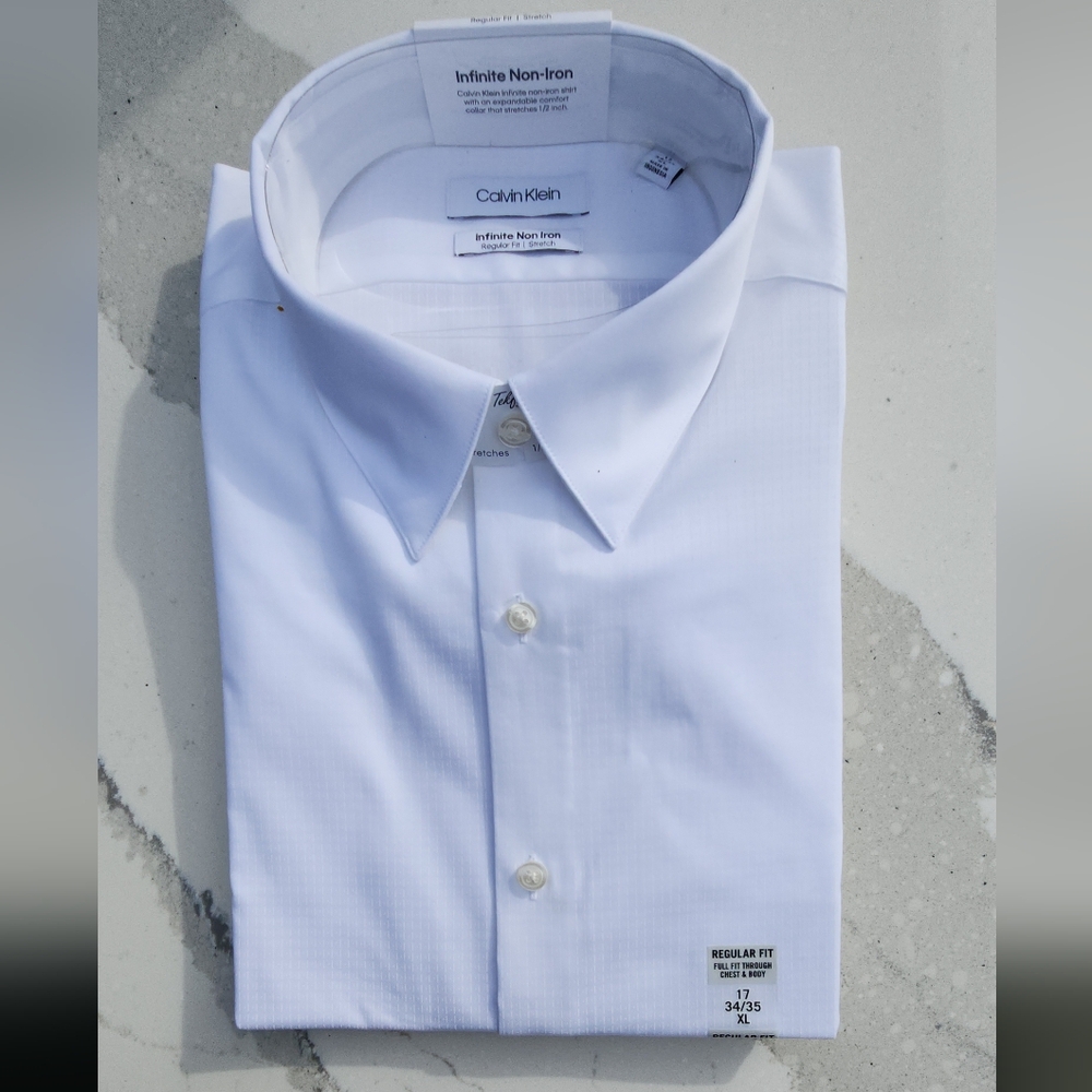 Calvin Klein Men's White Dress Shirt 17 34/35